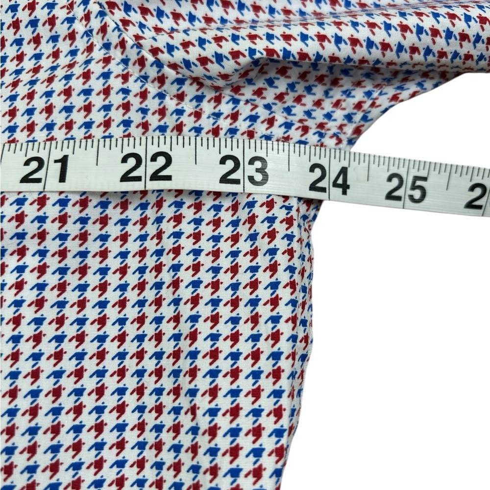 ROBERT GRAHAM NWT Breen Geometric Flip Cuff Button Down Shirt L‎ White Red Blue - Picture 11 of 13